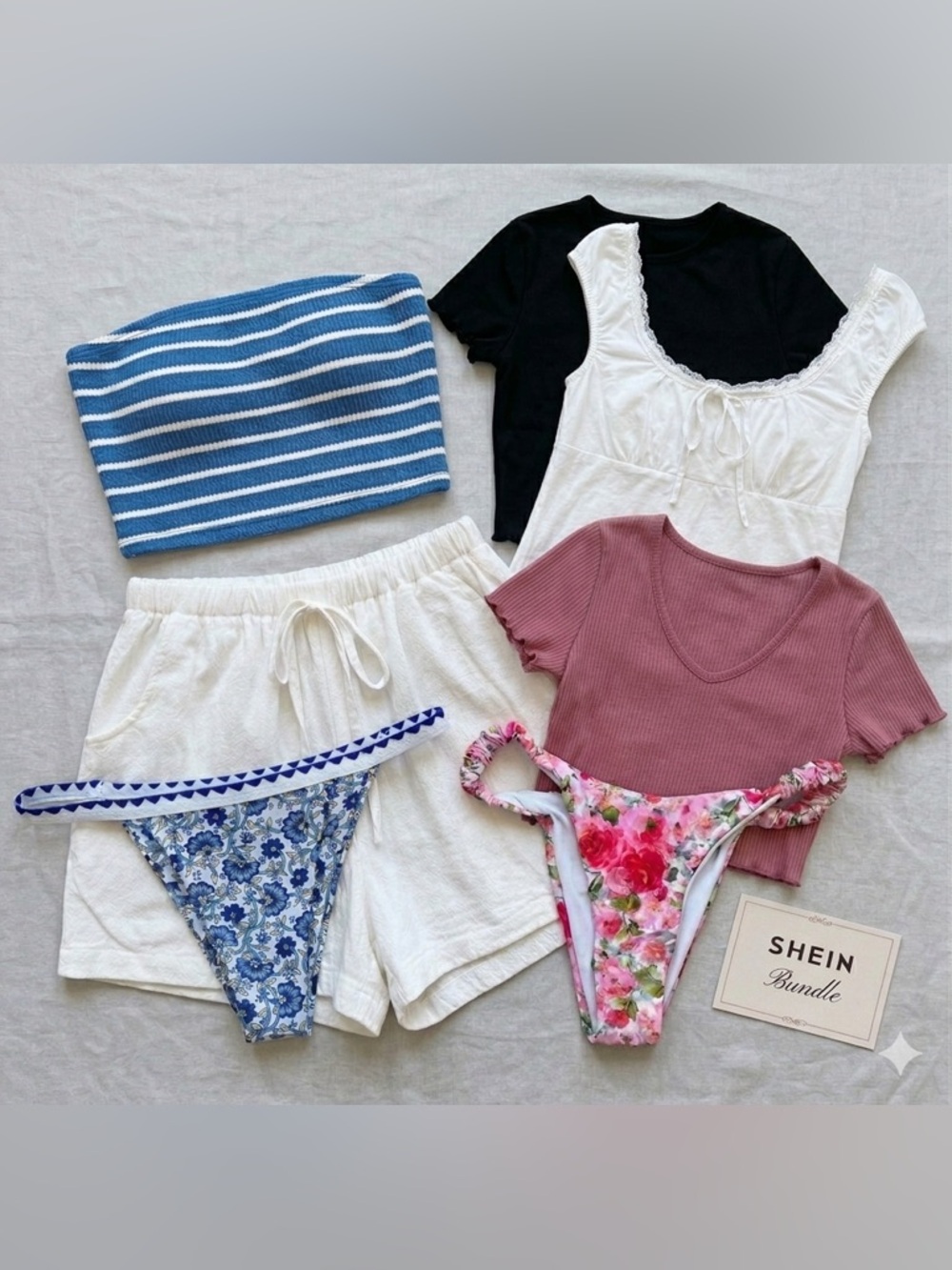 Shein Size Small Bundle of 7 Items! 2 Bikini Bottoms, 1 Shorts, 4 Tops NWT EUC